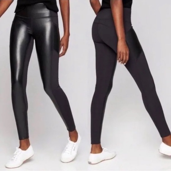 Athleta Pants - Athleta 870859 Gleam Chaturanga To Town Tight Faux Leather Pant